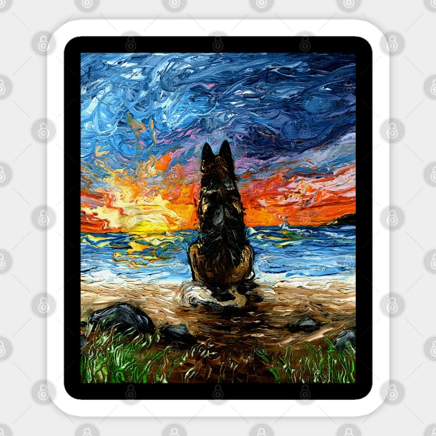 Beach Days - German Shepherd Sticker by sagittariusgallery